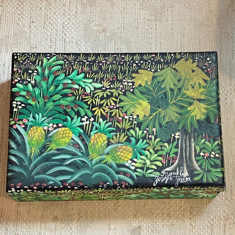 Haiti Hand Painted Signed Wood Box